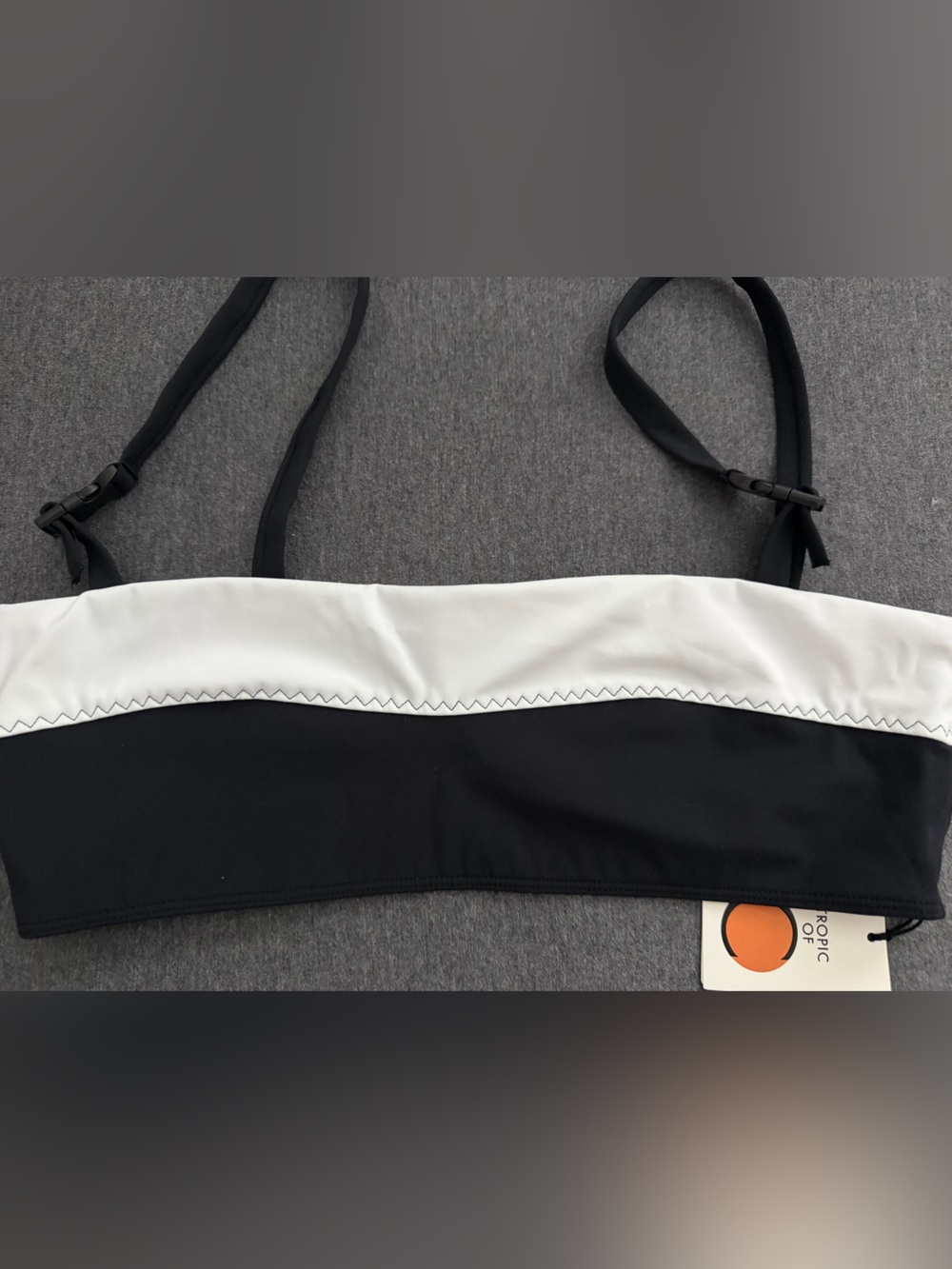Tropic of C Swim Black & White Raquel Bandeau Bikini Top